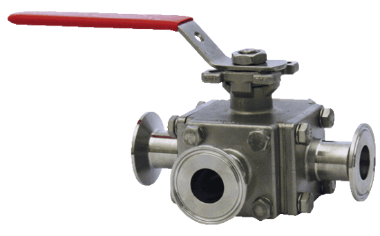 Dwyer 3-Way Tri-Clamp Stainless Steel Ball Valve, Series WE33